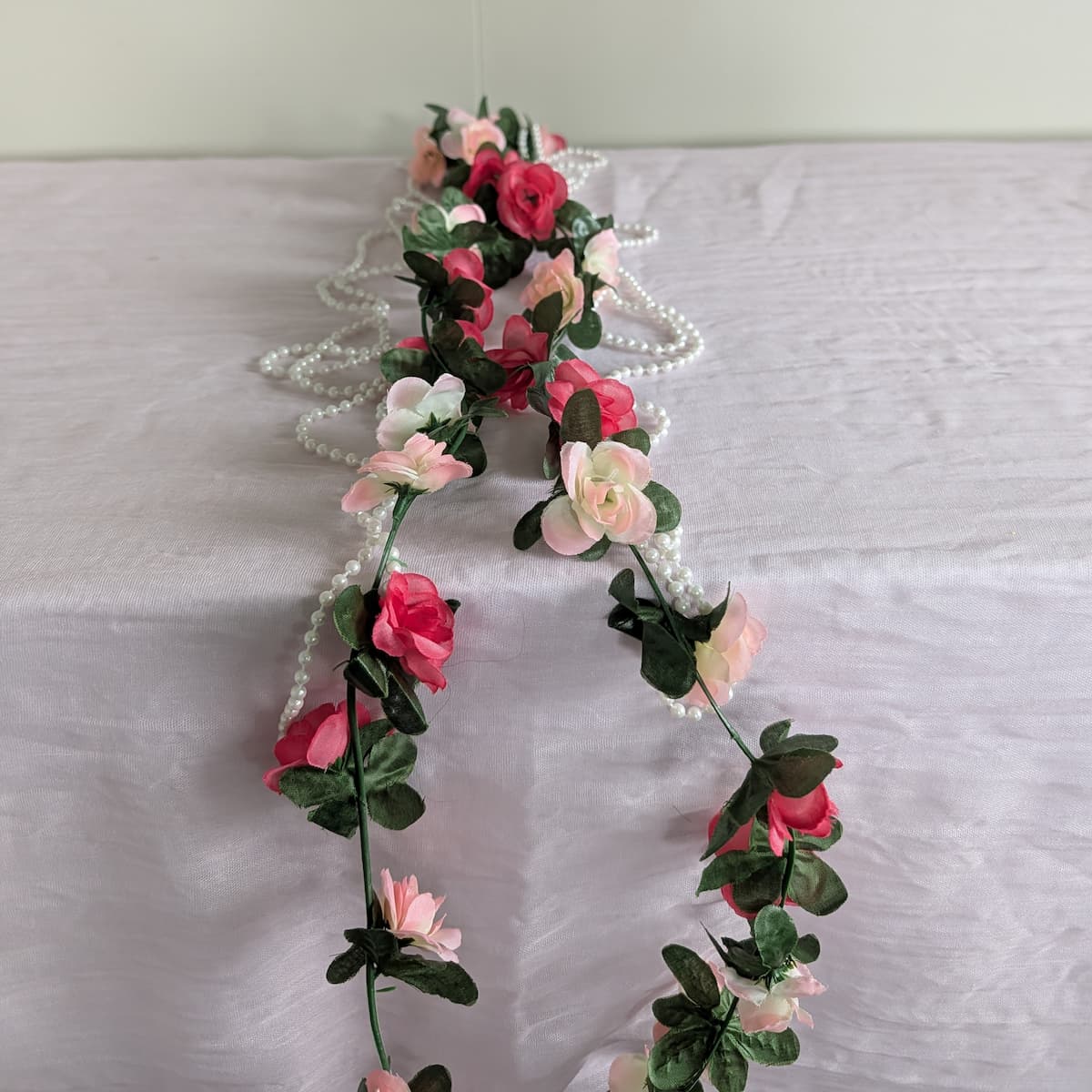 Artificial Rose and Pearl Garland