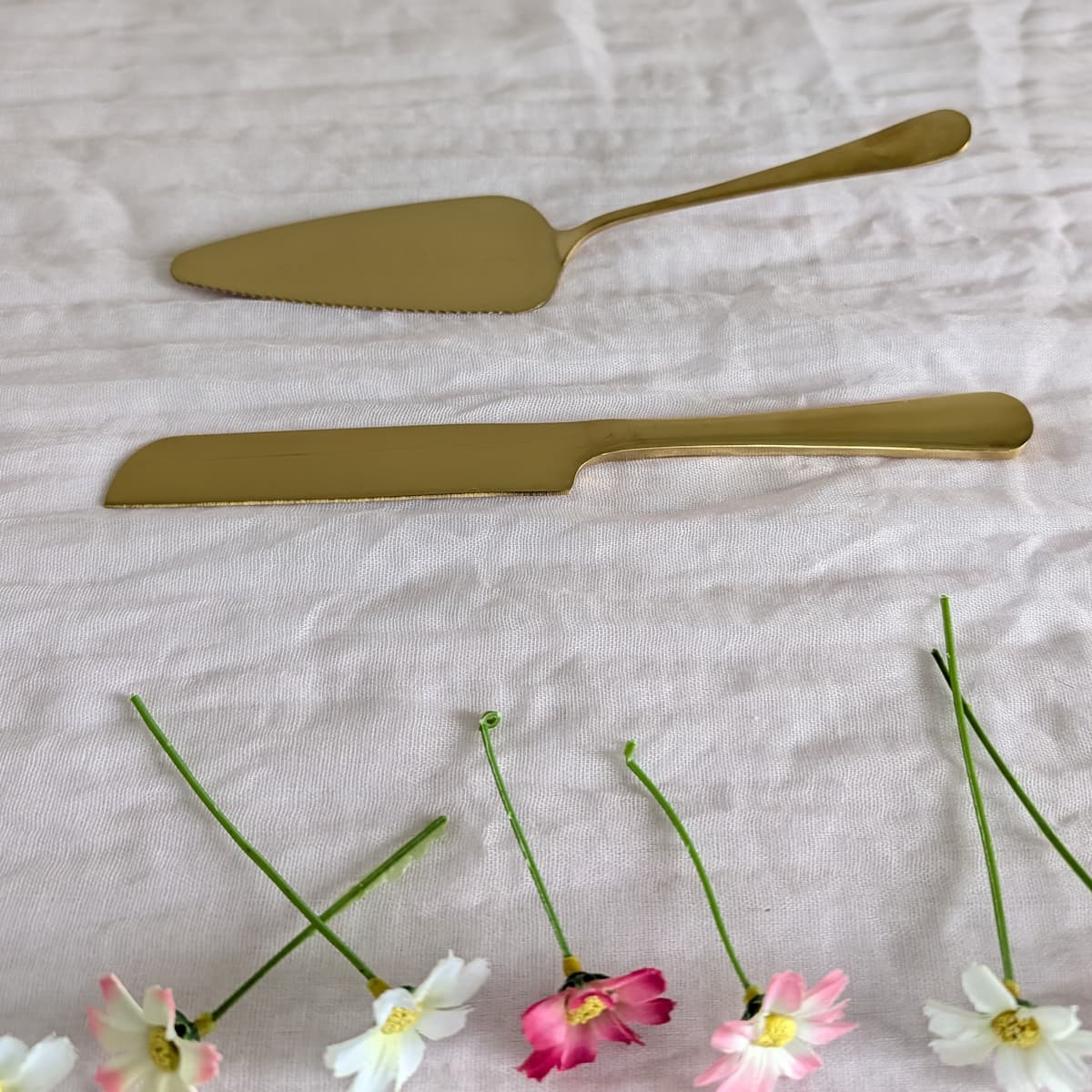 Gold Cake Knife and Server Set