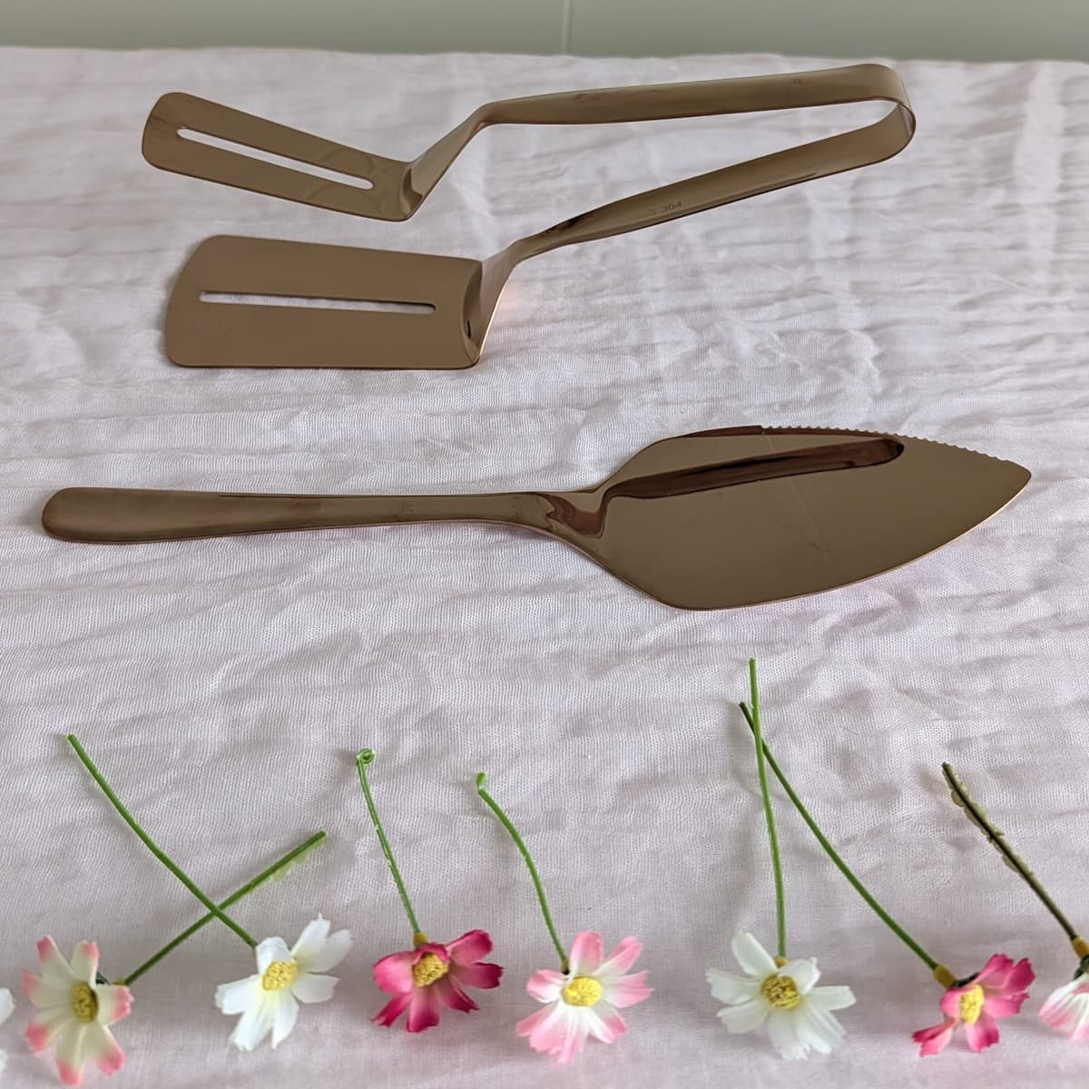 Rose Gold Cake Server and Tongs