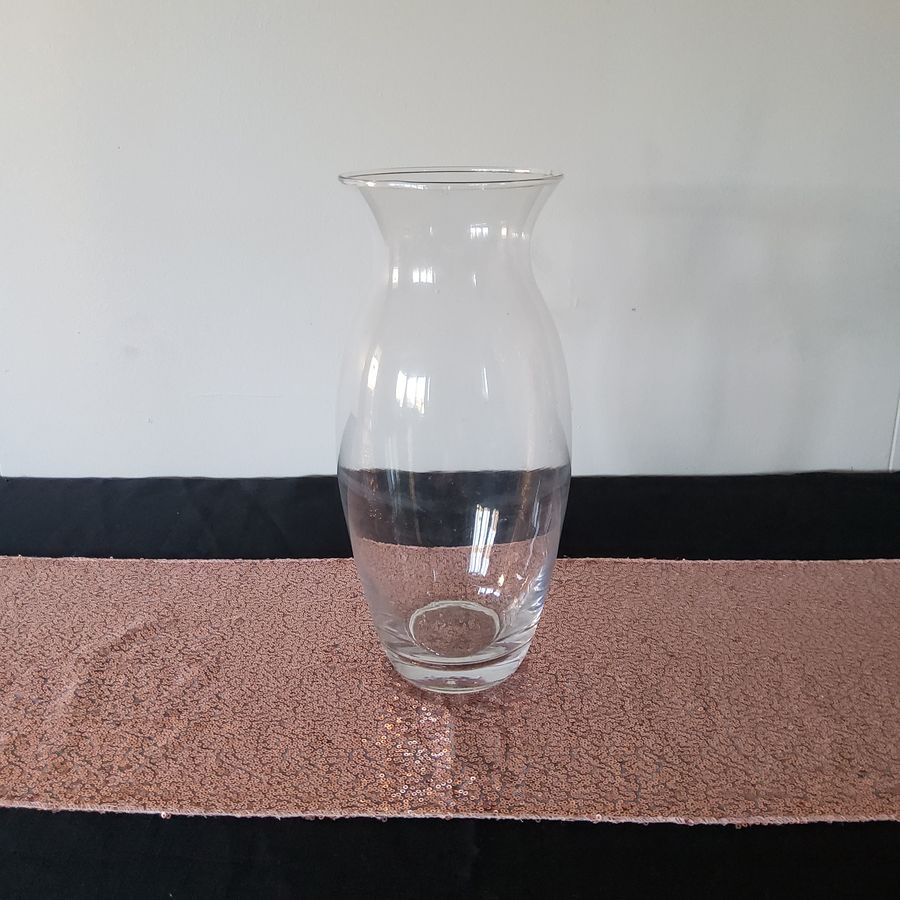Tall clear glass flared statement vase